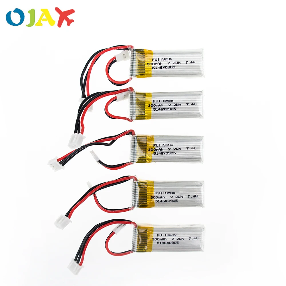 5pcs 7.4V 300mAh 30c Li-Po Battery For WLtoys F959 Airplane Spare Parts XK DHC-2 A600 RC Free shipping | Игрушки и хобби