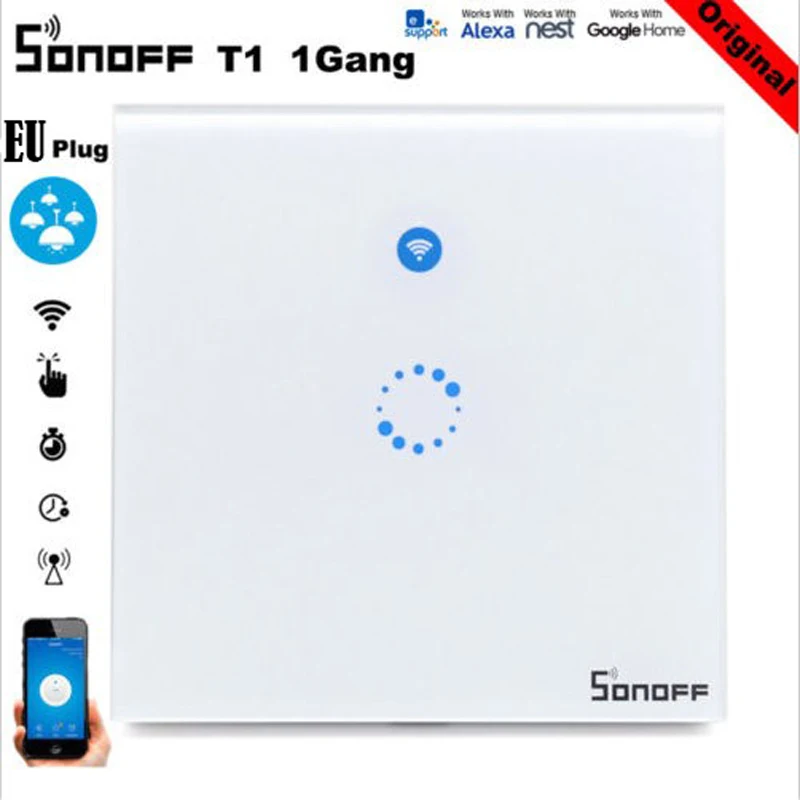 Настенный светильник ключатель Itead Sonoff T1 с поддержкой Wi-Fi и сенсорным управлением