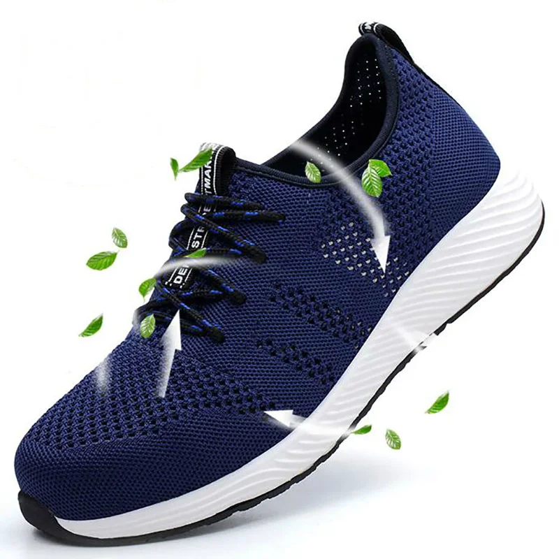 Мужская повседневная обувь дышащие сетчатые ботинки со стальным носком