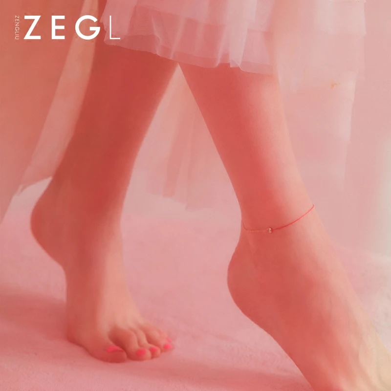 Женский браслет из титановой стали ZEGL red rope простой на лодыжку|Анклеты| |