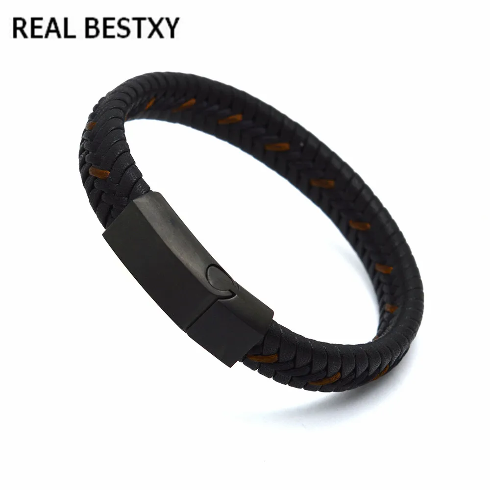 REALBESTXY Black Leather Bangle Cord Bracelets with magnetic Clasp DIY Women Men Jewelry Findings leather bracelet men | Украшения и