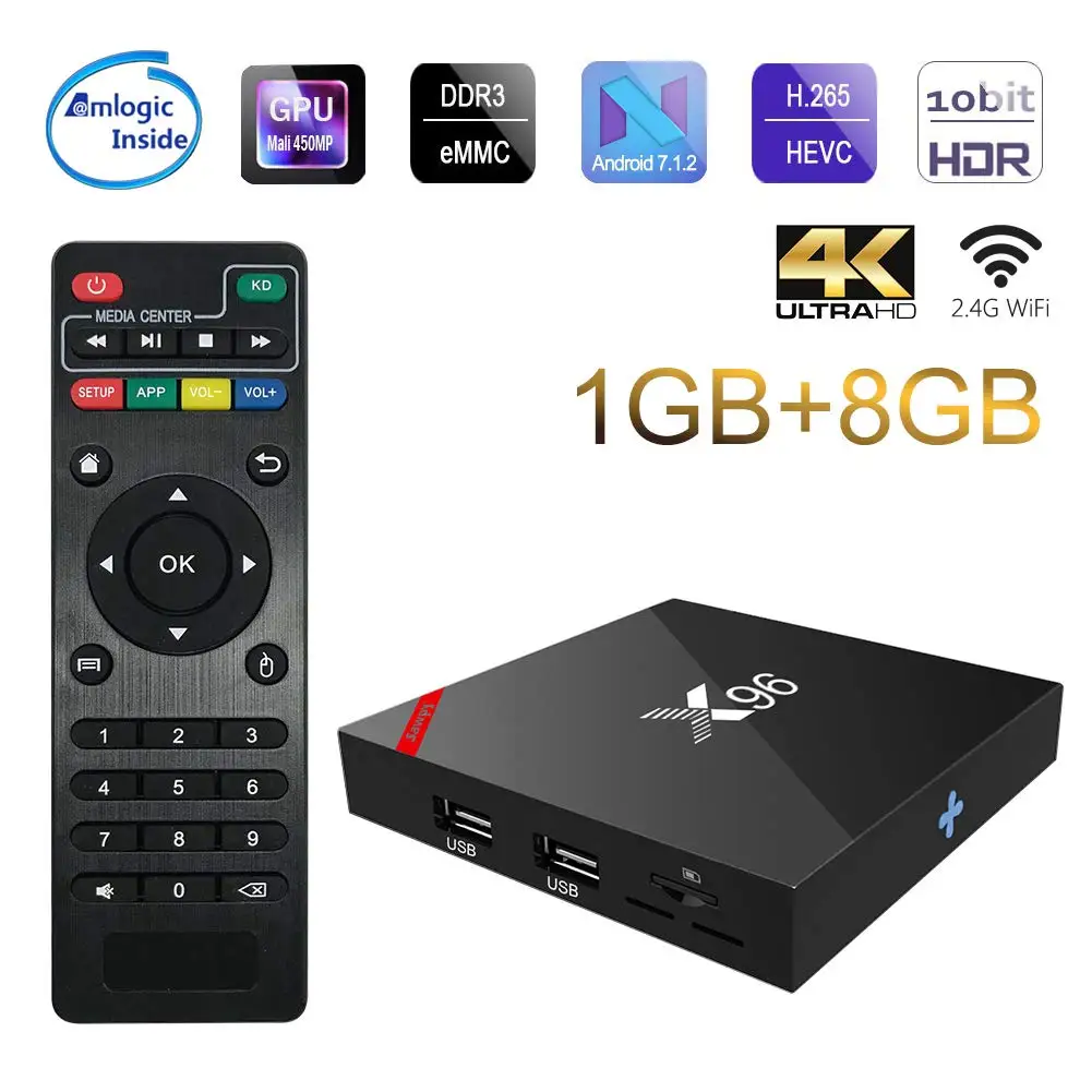ТВ-приставка X96 X96w, WiFi, android 7,1, 2 ГБ, 16 ГБ, Amlogic, 1 ГБ, 8 ГБ, S905W, четырехъядерный ТВ-приставка, WiFi, медиаплеер, смарт-приставка x96mini