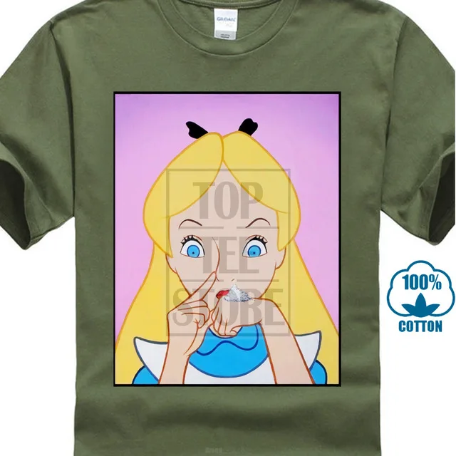 Alice Wonderland Cocain забавная футболка для мужчин и женщин унисекс 2134 Новое поступление забавная