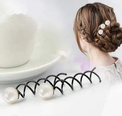 1 шт. шпилька для волос с искусственным жемчугом|headdress jewelry|pearl spiralhairpin jewelry |