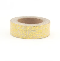 new 1pcs glitter gold foil 10m paper washi tapes flower leaves pattern masking tape for adhesive scrapbooking