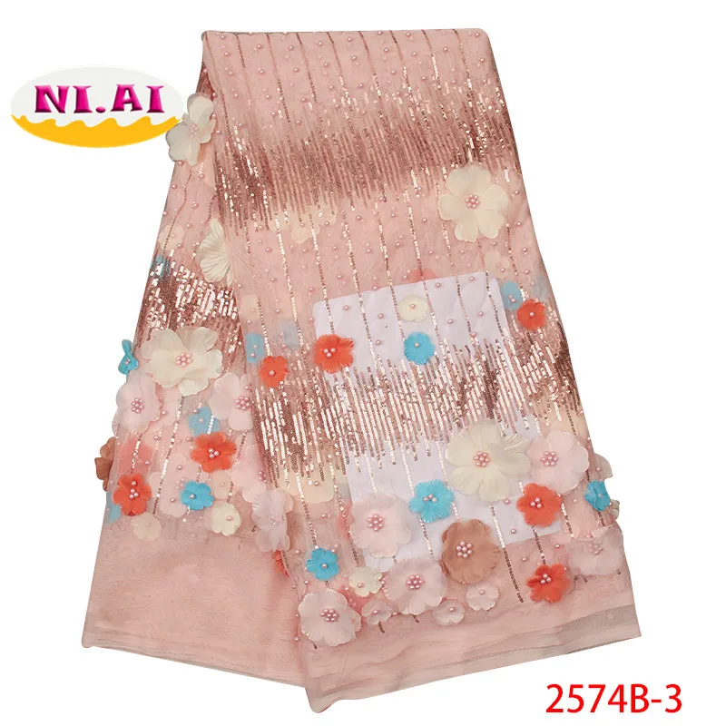 3D цветок роскошные французские кружева африканская ткань зеленый высокого