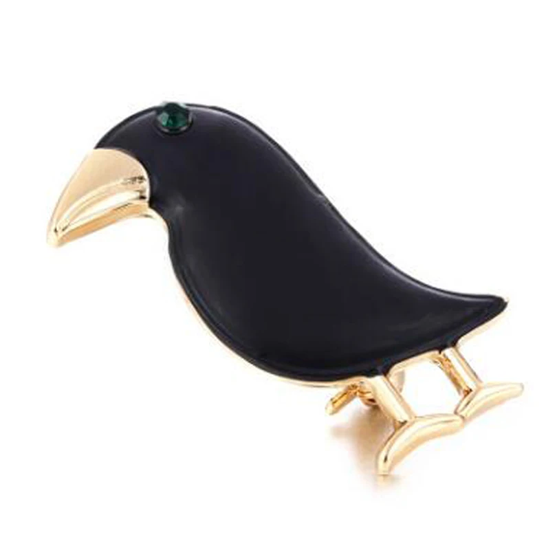 Black Crow Brooch Enamel Bird Corsage Men Women Kids Suit Dress Hats Collar Pins Animal Scarf Buckles Accessories XZ400 | Украшения и