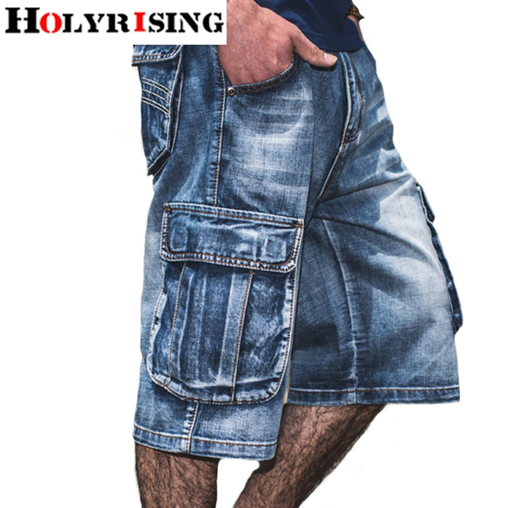 Джинсы Holyrising мужские потертые джинсовые брюки с карманами на молнии до щиколотки
