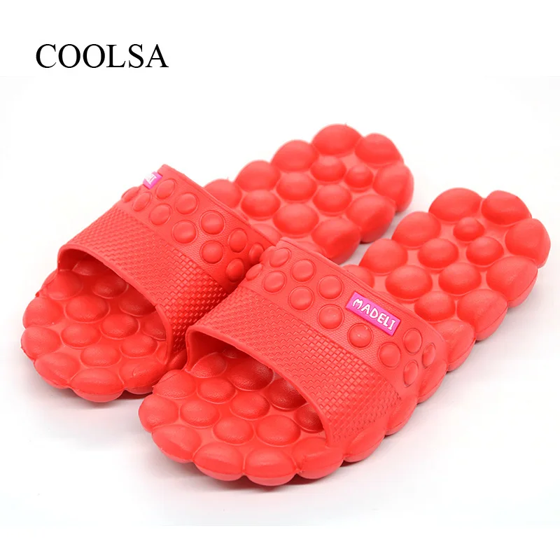 COOLSA/женские летние однотонные Нескользящие массажные шлепанцы на плоской