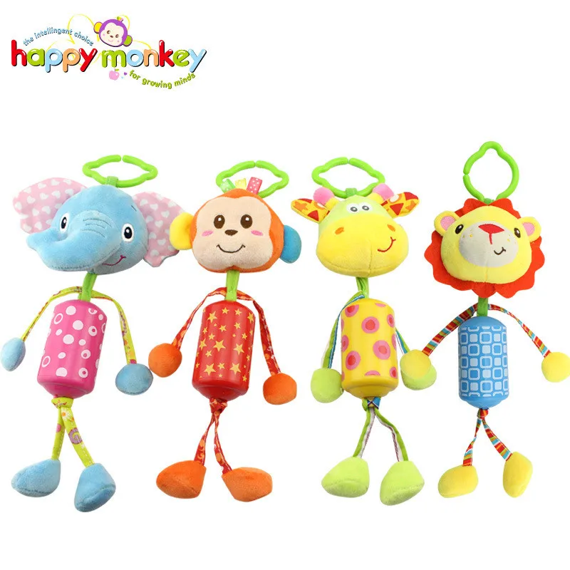 Happy Monkey Детские колокольчики погремушки в виде животных веселая плюшевая игрушка
