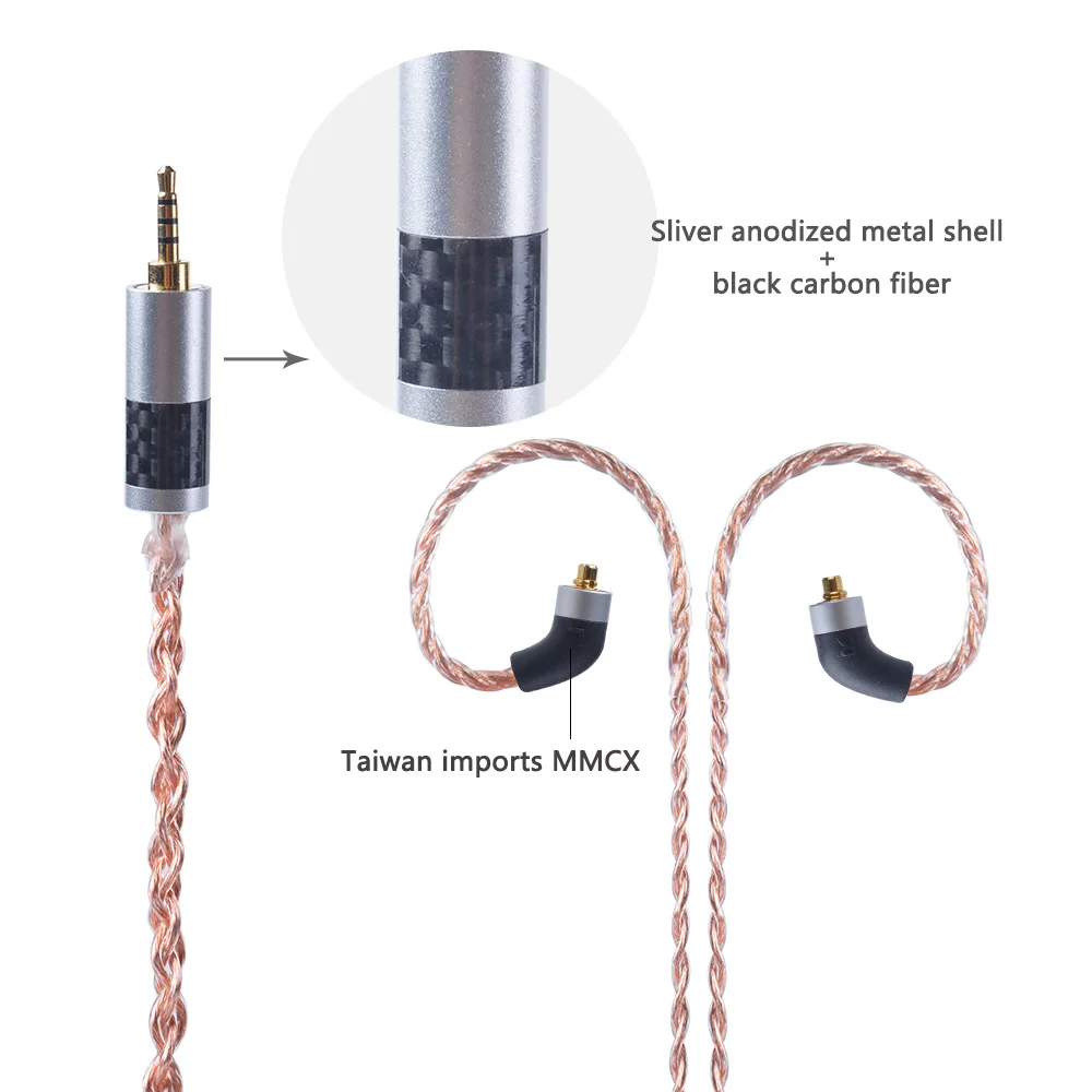 OFHC 24 AWG 6N высокой чистоты Медь кабель 2,5/3,5/4,4 мм балансный кабель для наушников с разъемом MMCX из Тайваня для HQ8 HQ10