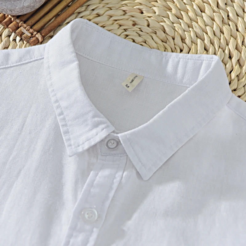 2018 летняя новая рубашка Мужская льняная с коротким рукавом мужские чистые