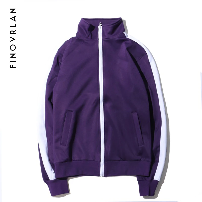 

Vintage Color Block Stripe Track Jackets Coats 2017 New zipper Up Turtleneck Coat Casual Zipper Pockets Jacket Black Green