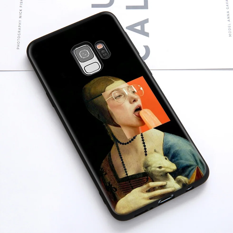 Mona Lisa Art David lines Soft Case for Samsung Galaxy S10 S10e S9 S8 Plus S7 S6 Edge &amp J6 2018 Note 10 9 8 |