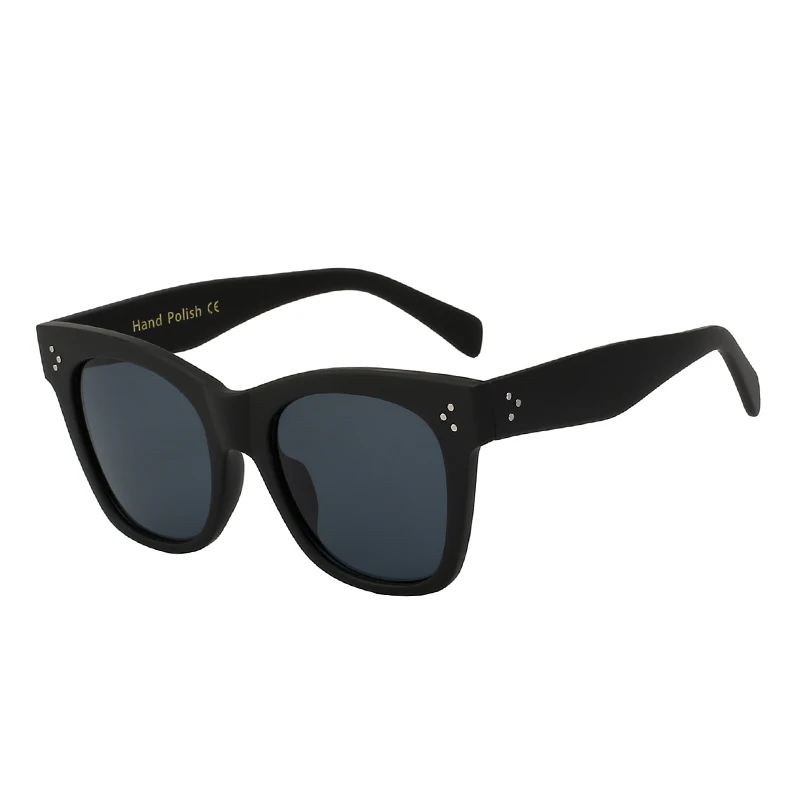 Matte black w black fashion square солнцезащитные очки женщины cat eye люксовый бренд большие черные солнцезащитные очки зеркало оттенки óculos lunette femme - Цвет линз: Matte black w black