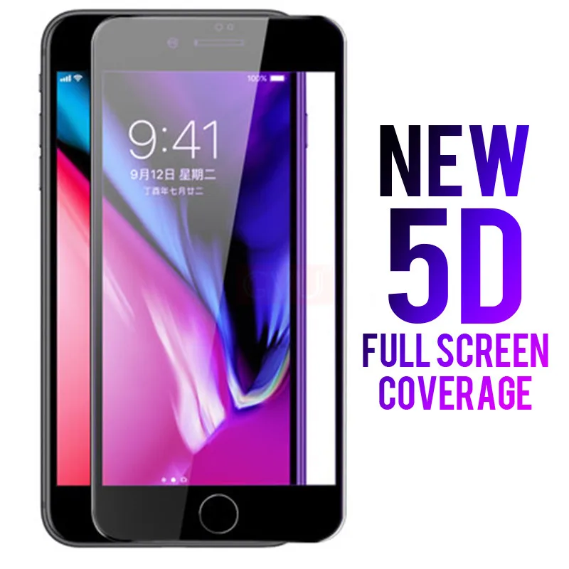 5D полное покрытие протектор экрана для iPhone 6 6s 7 закаленное стекло 8 X стеклянная