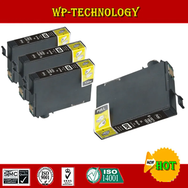 [Оптовая Продажа] 4 шт. черный совместимый картридж для T1971 T1961 T1951 Epson XP211 XP101 XP201 XP204