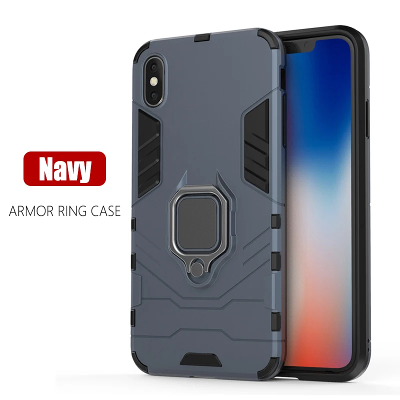Роскошный чехол с магнитным кольцом для iPhone X Xs XR Max телефона 6 6s 7 P 8 противоударный