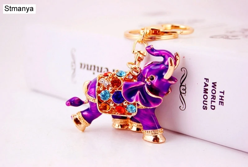 Высокое качество цепочка для ключей красочные 3D Счастливый Слон Капельное масло