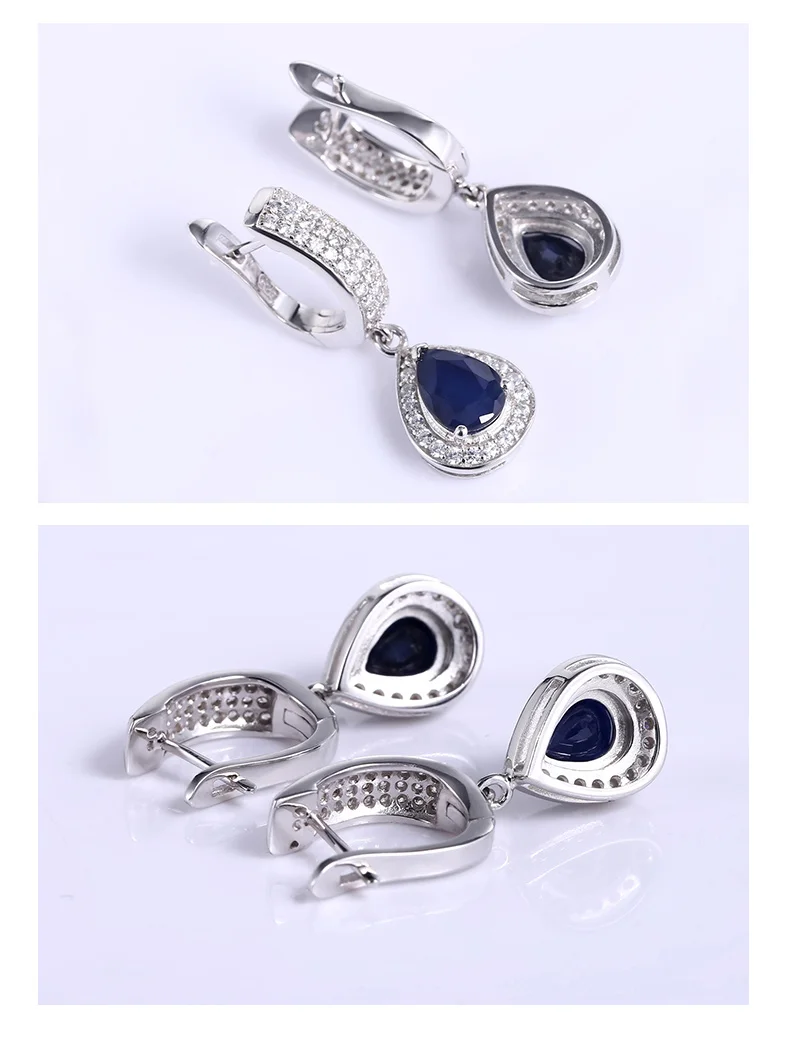 Gem's Ballet Лидер продаж 1.29Ct натуральный сапфир драгоценный камень Висячие серьги из натуральной 925 пробы серебряные женские серьги хорошее ювелирное изделие