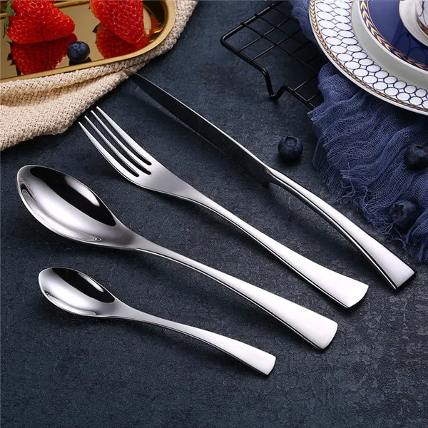 6 sets 24pcs Вилки, ножи, ложки, черный набор столовых приборов из нержавеющей стали, столовая посуда, набор серебряных изделий, столовый нож, вилка, Западный набор еды - Цвет: 6 sets 24pcs