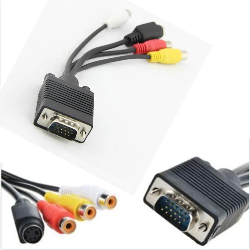 VGA в S видео 3 RCA Женский конвертер композитный AV ТВ выход Кабель адаптер для ПК