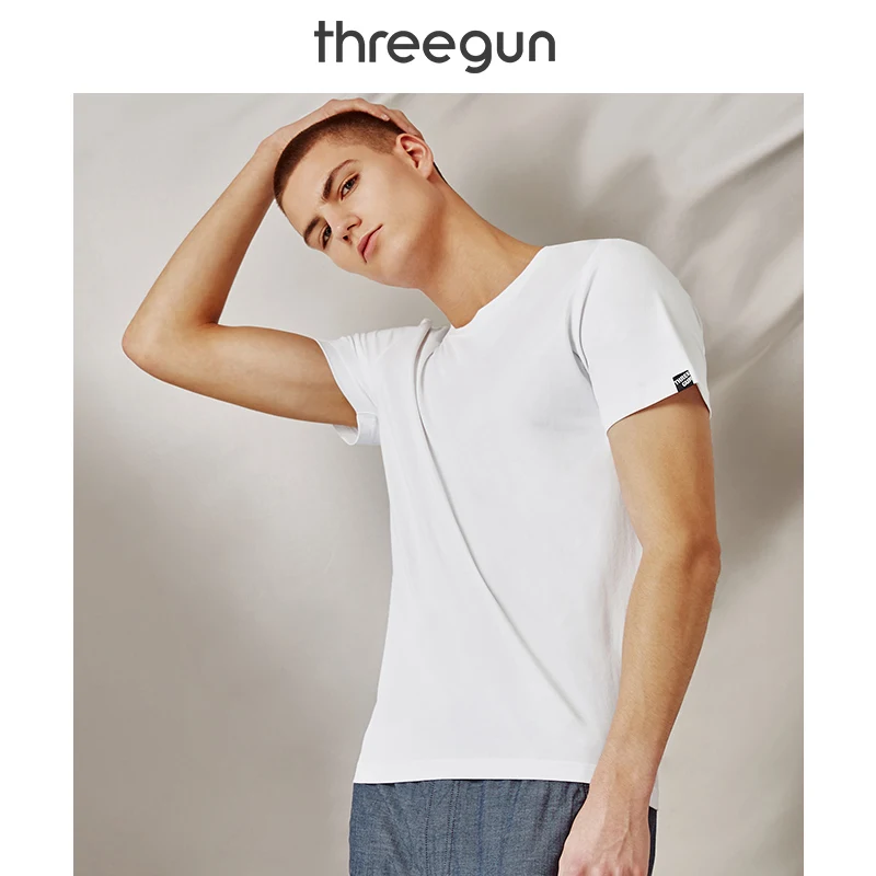 THREEGUN/повседневные футболки с короткими рукавами свободные хлопковые топы для