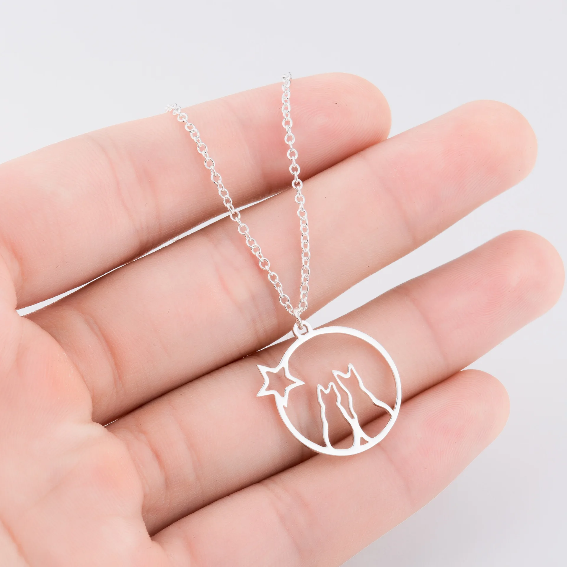 

New Arrival Cute Animal Cat Necklace 316L Stainless Steel Charm Pet Cat Jewelry Collares Girl Gifts Women Party Accessories