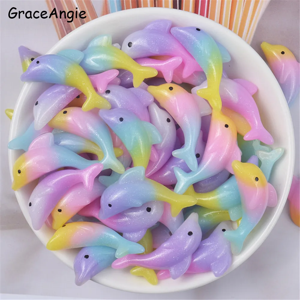 10 шт. ремесла из смолы дельфин с плоской задней стороной животные кабошон