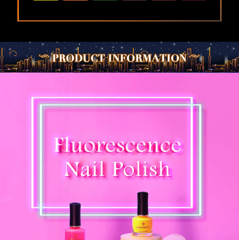 BORN PRETTY Летняя серия лак для ногтей флуоресцентный эффект 6 мл красочный Неон дизайн лака Лак лак для ногтей светящийся в темноте