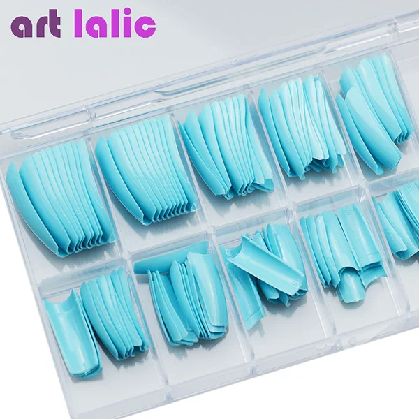 Blue Artlalic 100 шт Французский стиль накладные ногти советы с чехлом хорошо крышка накладные декоративные ногти наконечник искусственный маникюр салон коробка - Цвет: Blue