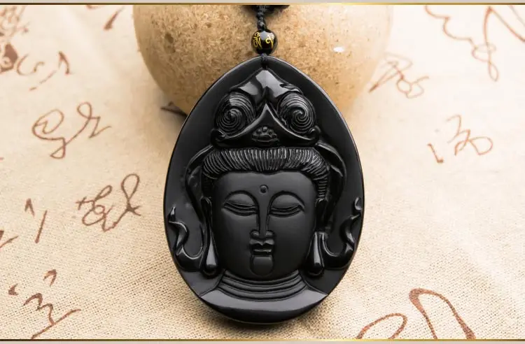 

High Quality Unique Natural Black Obsidian hand Carved Buddha Lucky Amulet Pendant Necklace For Women Men pendants jewelry