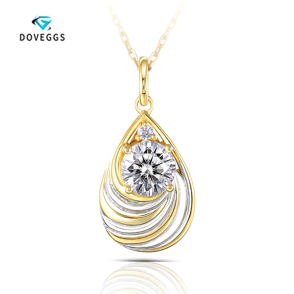 DovEggs твердая 925 Серебряная жемчужина в форме кулон 1.035CTW Центр 6,5 мм F цвет Mossanite кулон ожерелье для женщин подарок для помолвки