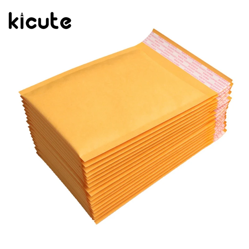 Kichute 50 шт./партия крафтовый конверт с упаковочной пленкой внутри объемные Конверты Сумки самозапечатывающийся бизнес школьные офисные принадлежности
