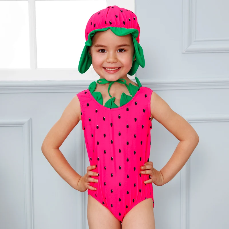 Цельный купальный костюм для девочек малышей шапочка плавания с рисунками милый