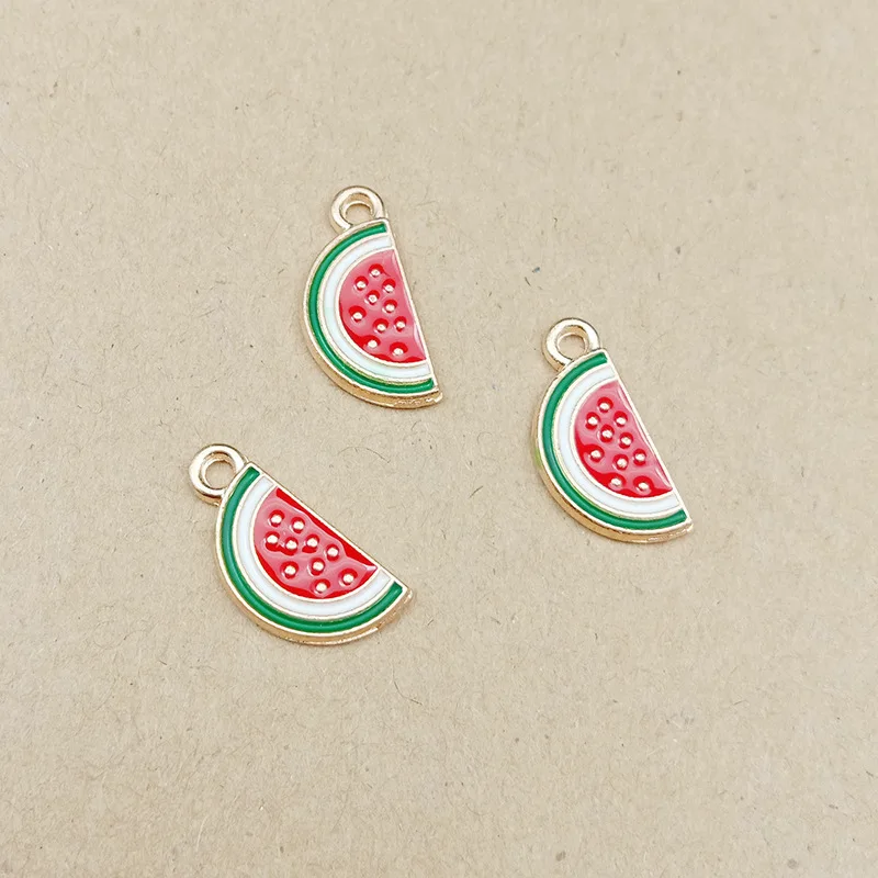 

10pcs watermelon charm enamel charm for jewelry making fashion charm earring pendant cute fruit charms