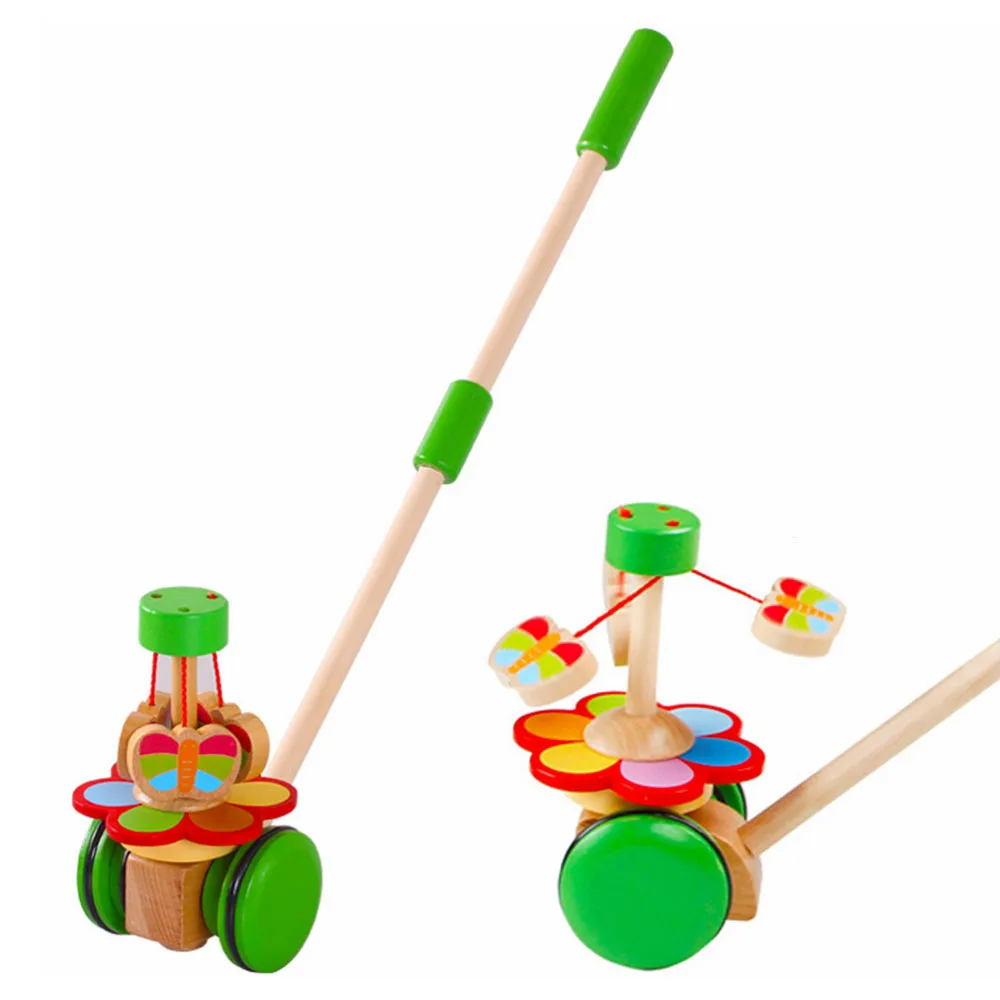 Игрушки для малышей Push/Pull Детские Прогулки деревянные игрушки Бабочка