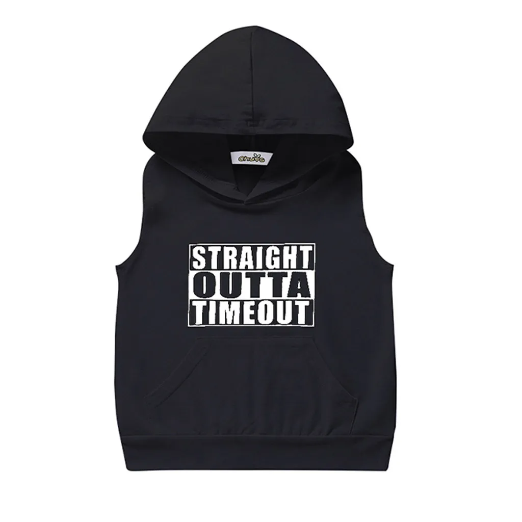 toddler baby boy girl Sleeveless letter print hoodies Tops summer kids Sweatshirt kid clothes white black 2021 baby shirt
