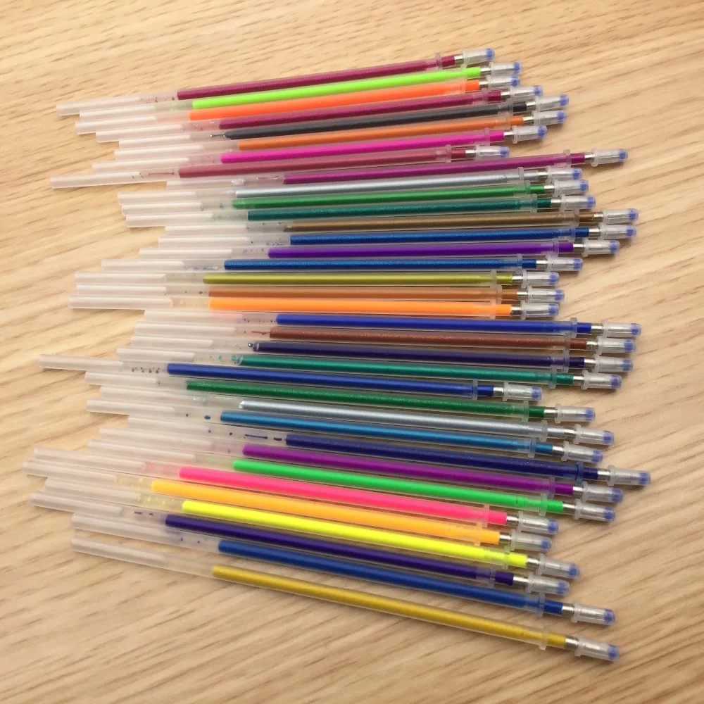 48 шт./компл. вспышка Заправка для гелевой ручки цветная полностью блестящая