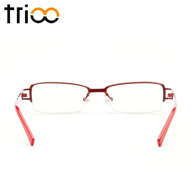 Модные женские очки TRIOO с Красной Квадратной оправой Полуободковые полые