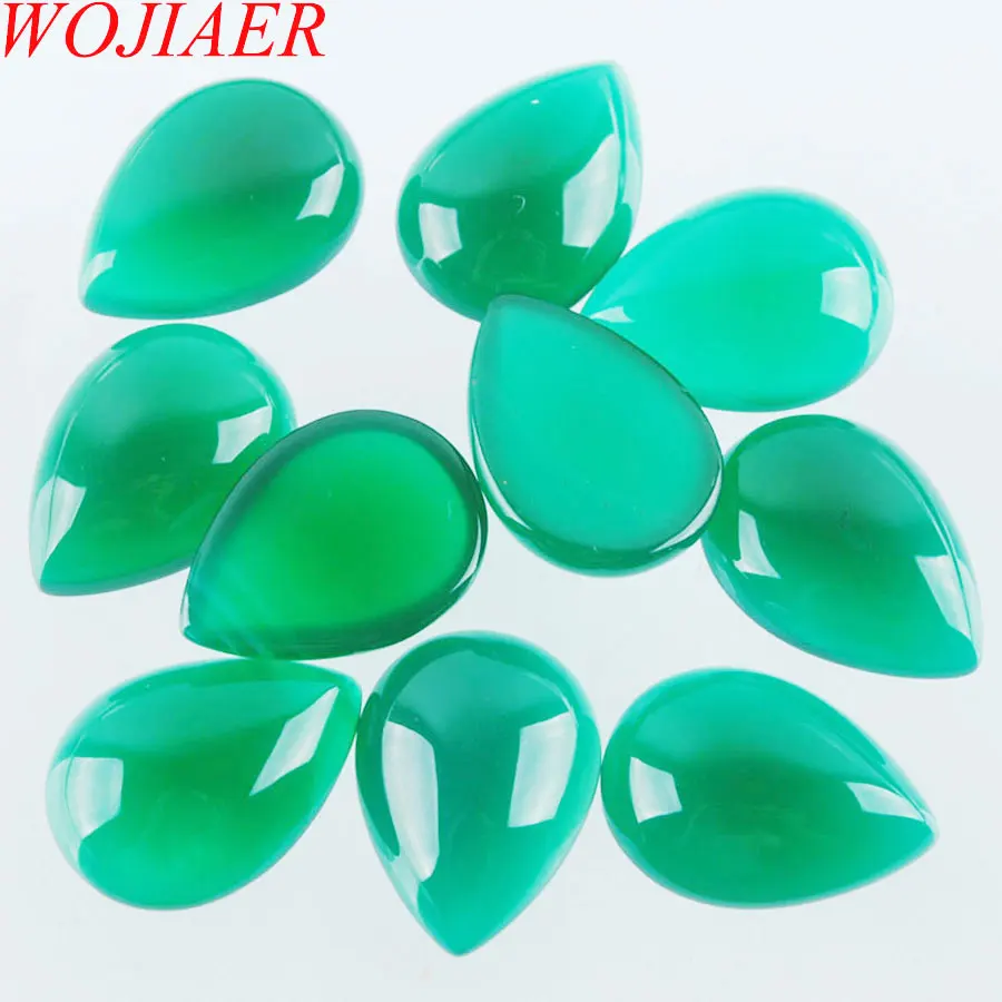 Green Agate PU3047 WOJIAER натуральный драгоценный Камень Каплевидный Кабошон не просверленное отверстие кабина 13x18x6 мм Изготовление ювелирных изделий 10 шт. PBU303 - Цвет: Green Agate PU3047