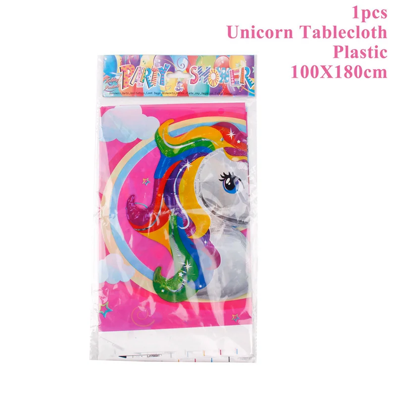 Unicorn tablecover 1 FENGRISE Попкорн сумка коробка розовое золото декоративная бумага для вечеринок тарелка салфетки чашки соломинки стол Единорог посуда для вечеринки в честь Дня Рождения Decro - Цвет: Unicorn tablecover 1