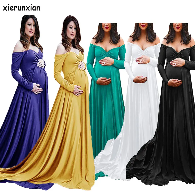 Сексуальное платье для беременных с v образным вырезом фотосессии осеннее со