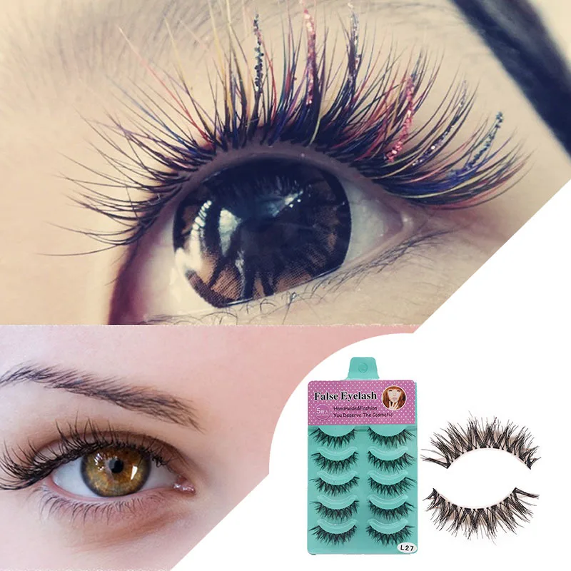 Новинка 5 пар Черные Накладные ресницы ручной работы натуральный макияж 3D