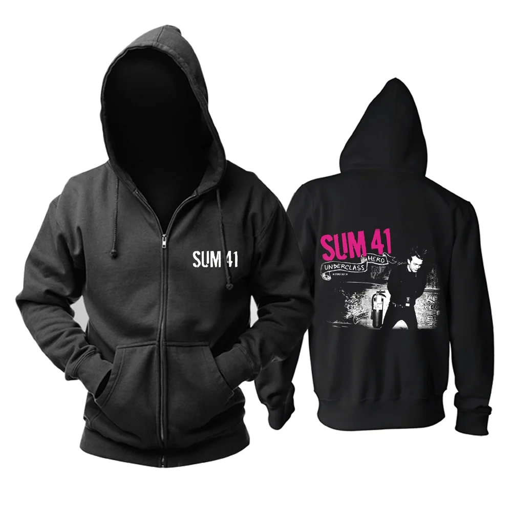 11 видов конструкций панк Стиль Sum 41 хлопок рок толстовки с капюшоном на молнии