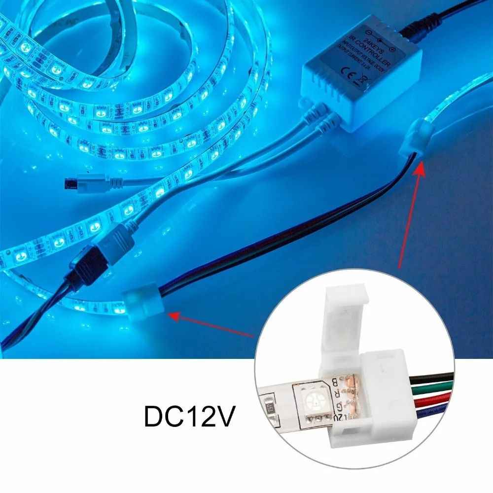 RGB светодиодные ленты Разъем Кабель PCB клип аксессуары наборы для SMD 3528/5050 огни 10