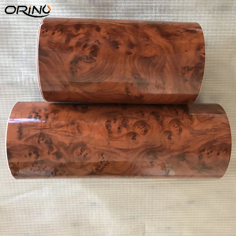 

High Glossy Wood Grain Textured Vinyl Sticker Decal Roll Car Interior DIY Film Wrap Automobiles Waterproof Vinyl