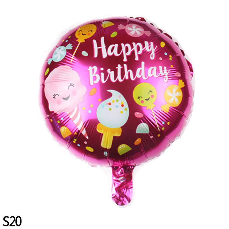 S20 18 дюймов Globos фольгированные шары «С Днем Рождения» детский душ надувные игрушки баллон из гелий круглый воздушный шар для детской вечеринки - Цвет: S20