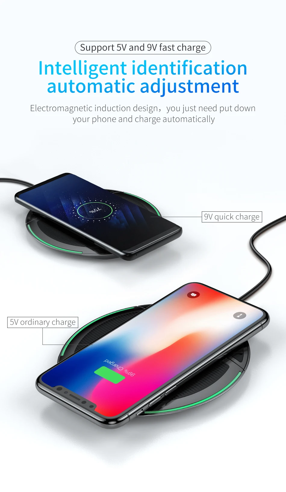 Складное Qi Беспроводное зарядное устройство для iPhone 8/X многофункциональная быстрая Беспроводная зарядка для samsung S9/S9+/S8 huawei P20 Pro