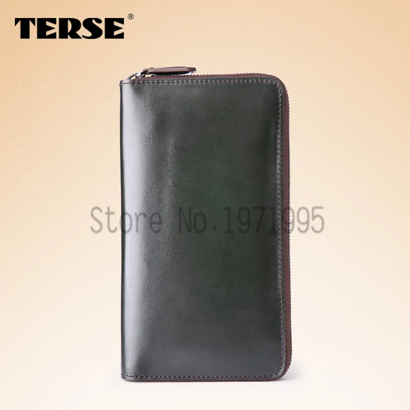 TERSE мужской кожаный кошелек деловые Длинные кошельки на молнии 6 цветов Роскошный